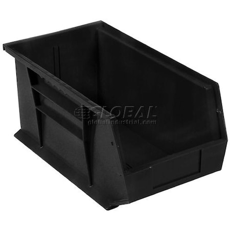 Global Industrial Hang & Stack Storage Bin, Plastic, Black, 5 in H 269689BK